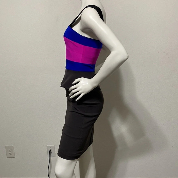 Jay Godfrey Avanti Peplum Colorblock Dress Size 0 - Picture 3 of 6